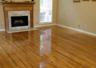 a refinished living room floor